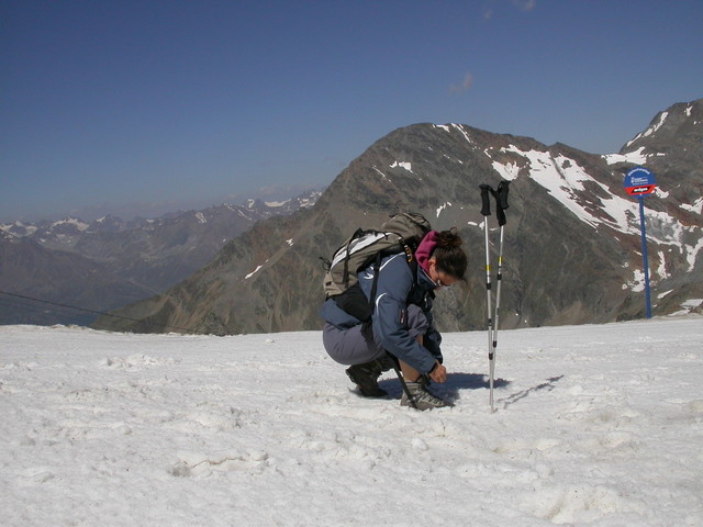 Stubai, mi preparo per scendere da quota 3200